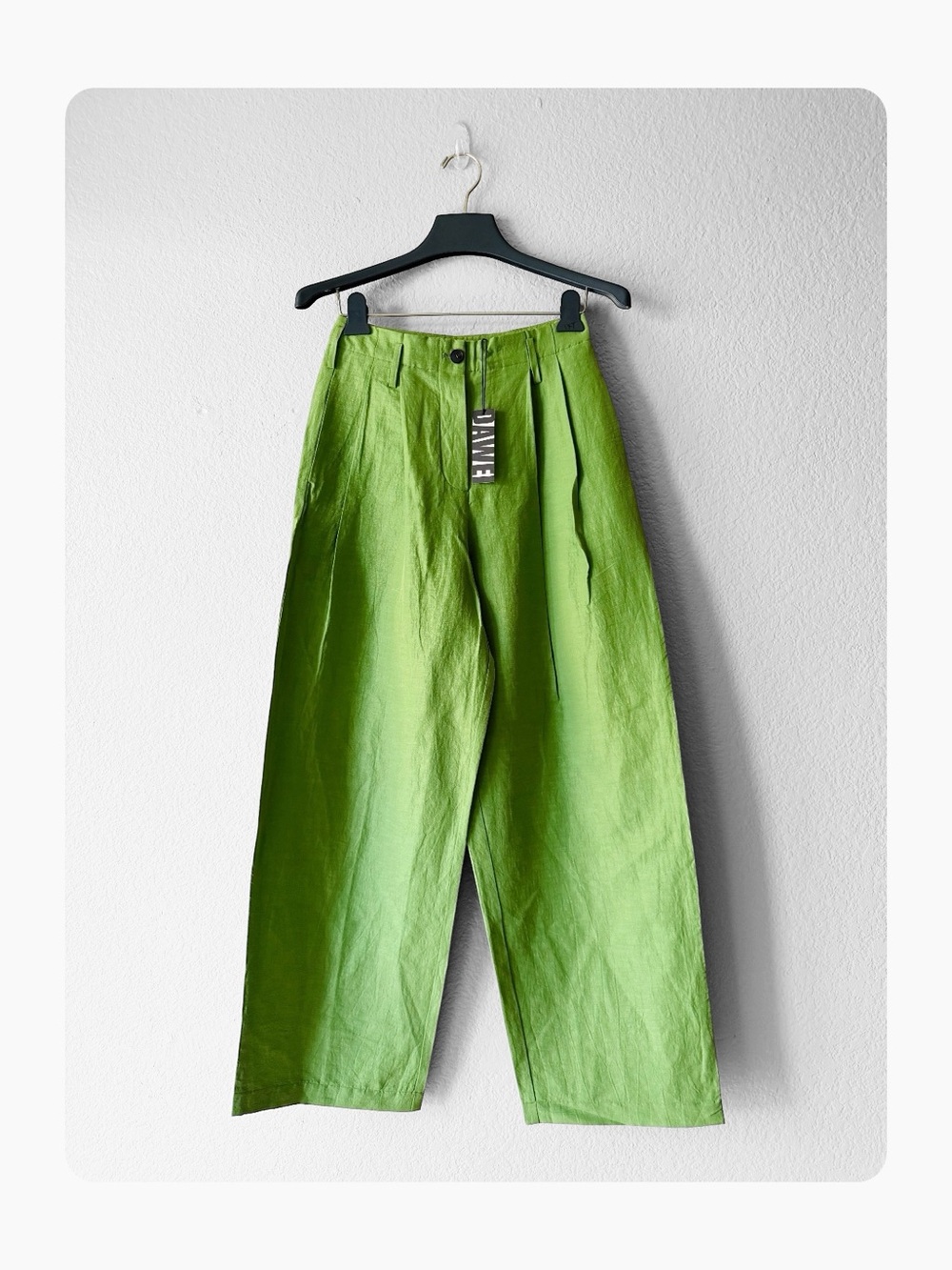 ★ DAWEI Women’s NWT Seasonal Staple Pleated Casual Wide Leg Green Trousers 36 ★